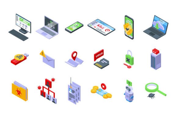 Download Antivirus Icons Set Isometric Vector. - Vector Collection