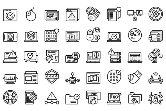 Download Antivirus Icons Set Outline Vector. - Vector Collection
