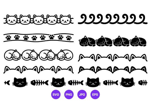 Download Cat Faces Paws and Fishbone Vector - Vector Collection