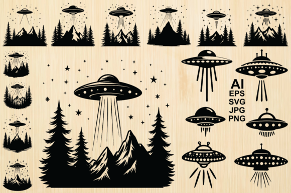 Download Silhouette Alien Spaceship Vector Bundle - Vector Collection