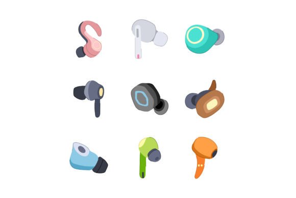 Download Wireless Earphones Set Cartoon Vector Il - Vector Collection